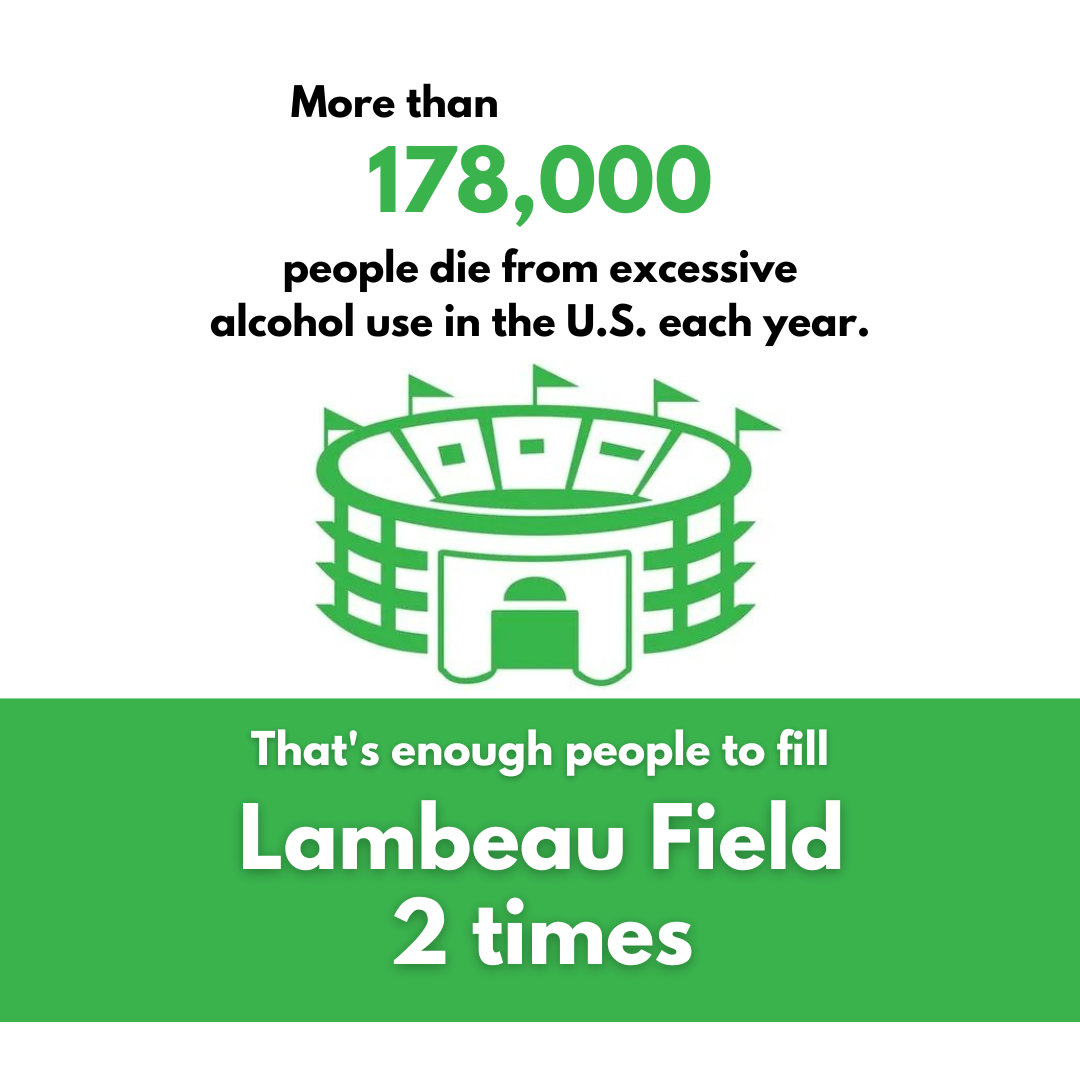 More than 178,000 people die from excessive alcohol use in the U.S. each year. That's enough people to fill Lambeau Field 2 times